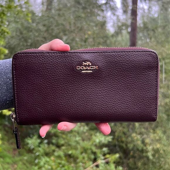 Coach Other - COACH Long Zip-Around Pebble Leather Wallet Credit Card Holder AUTHENTIC